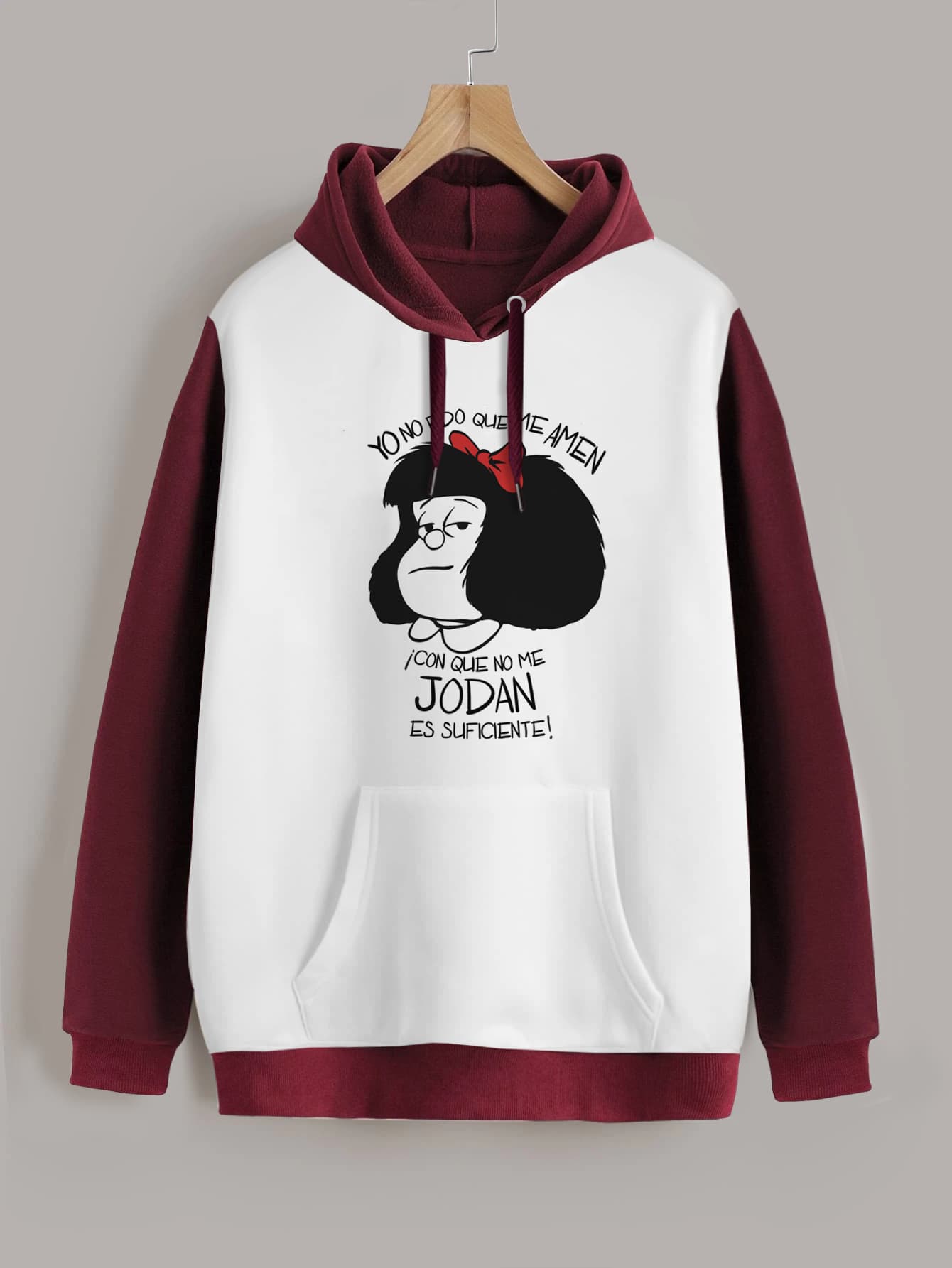 Buzo ancho hoodie Mafalda
