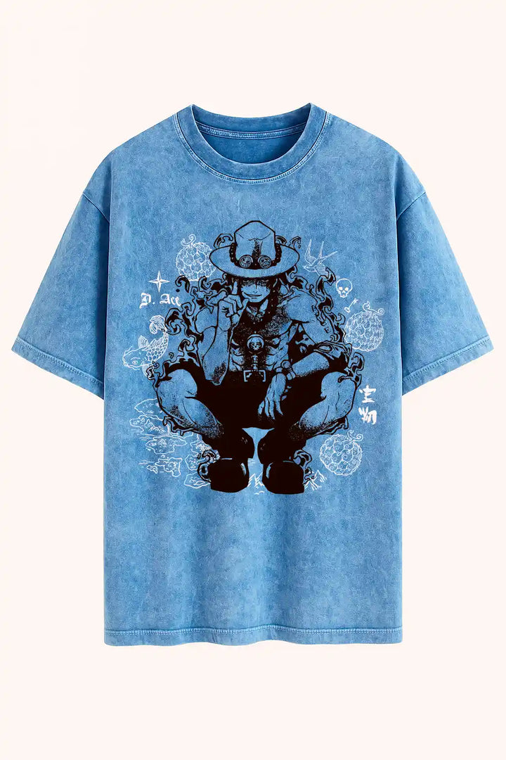 Camiseta acid wash portgas ace