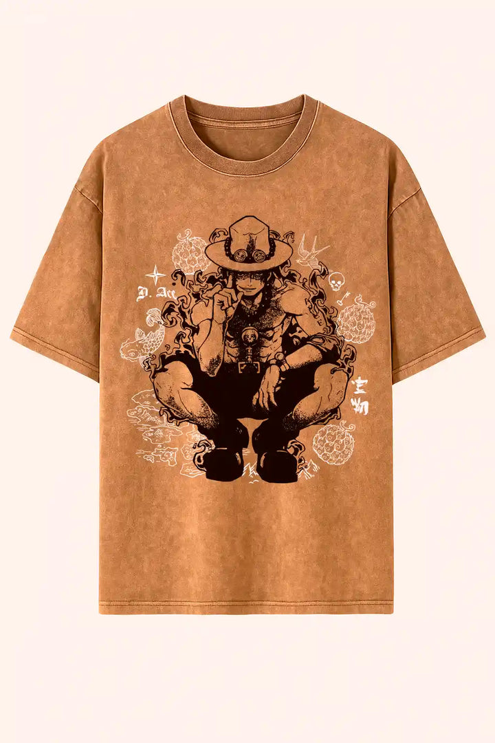 Camiseta acid wash portgas ace