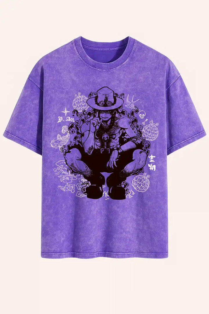 Camiseta acid wash portgas ace